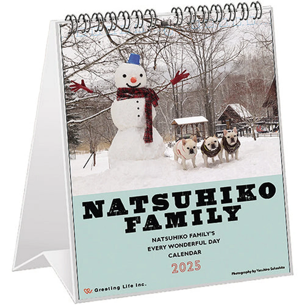 Greeting Life Natsuhiko Family Yasuhiro Sakashita Desk & Hanging Spiral 2025 Calendar