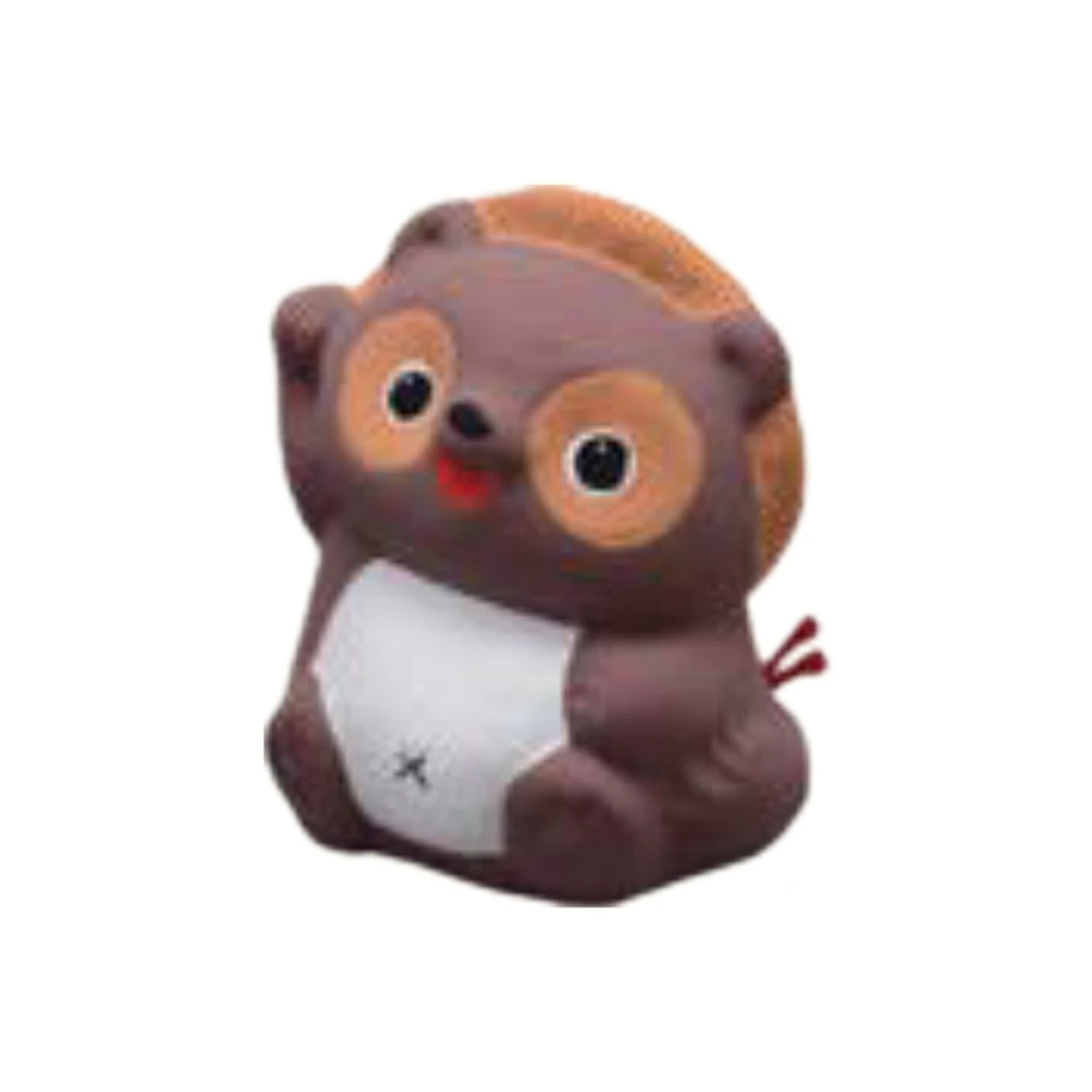 Raccoon Dog With Omikuji Fortune Slip Ceramic Ornament