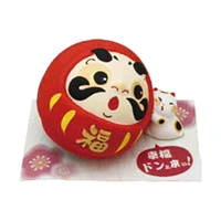 Cat Daruma With Display Base Ceramic Coin Bank