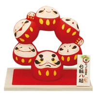 6 Darumas Forming a Circle With Display Base Ceramic Ornament