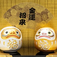 2pcs S Invites Money Daruma Japanese Folding Screen With Display Base Ceramic Ornaments