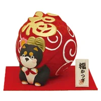 S Fortune-Bringing Shiba Dog With Display Base Ceramic Ornament