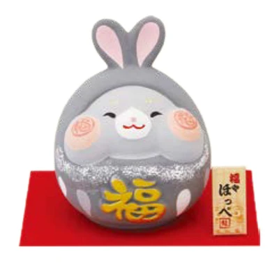 S Chubby Cheek Rabbit With Display Base Ceramic Ornament