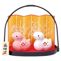 2pcs Snake Japanese Folding Screen With Handbasket Ceramic New Year Ornaments