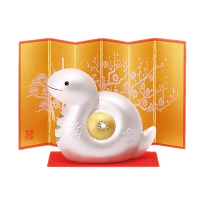 Snake With Crystal Glass Ceramic New Year Ornament