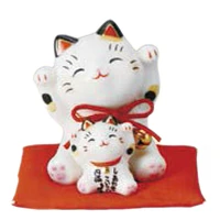 Friends Beckoning Cats With Zabuton Cushion Porcelain Ornament