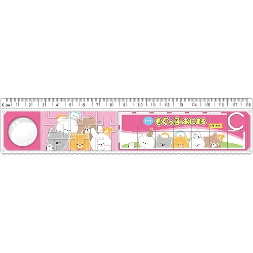 Q-LiA Parody Mart Mogukko Animal One Side Straight One Side Wavy With Magnifying Glass, Mini Maze & Mini Puzzle Ruler