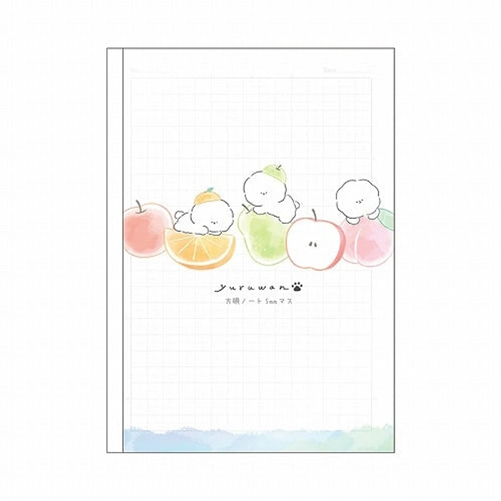 Kamio B5 Fruits Yuruwan Dogs Translucent Cover 5mm Grid Graph Ruled Notebook