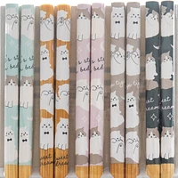 5 Set Bamboo Chopsticks 22.5cm - Fluffy Cat