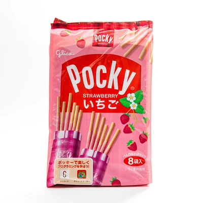 Glico Pocky Strawberry Coated Biscuit Sticks 8 Packs