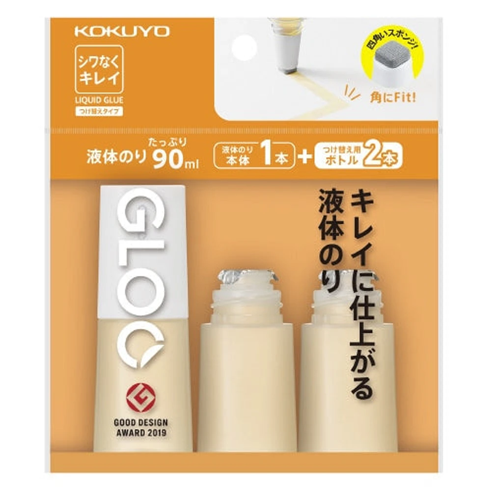 Kokuyo GLOO Liquid Glue No Wrinkles Main Body+2Refills