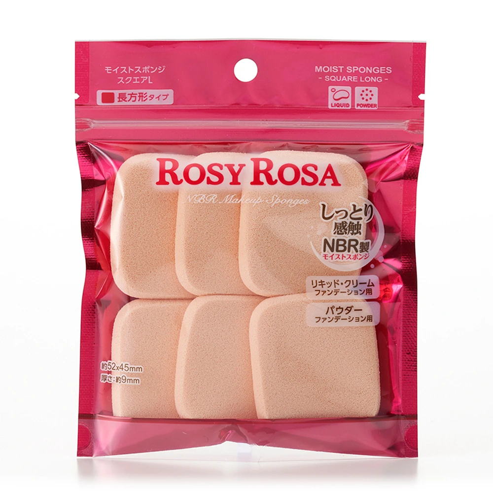 Rosy Rosa Moist Sponge Square Long 6pcs