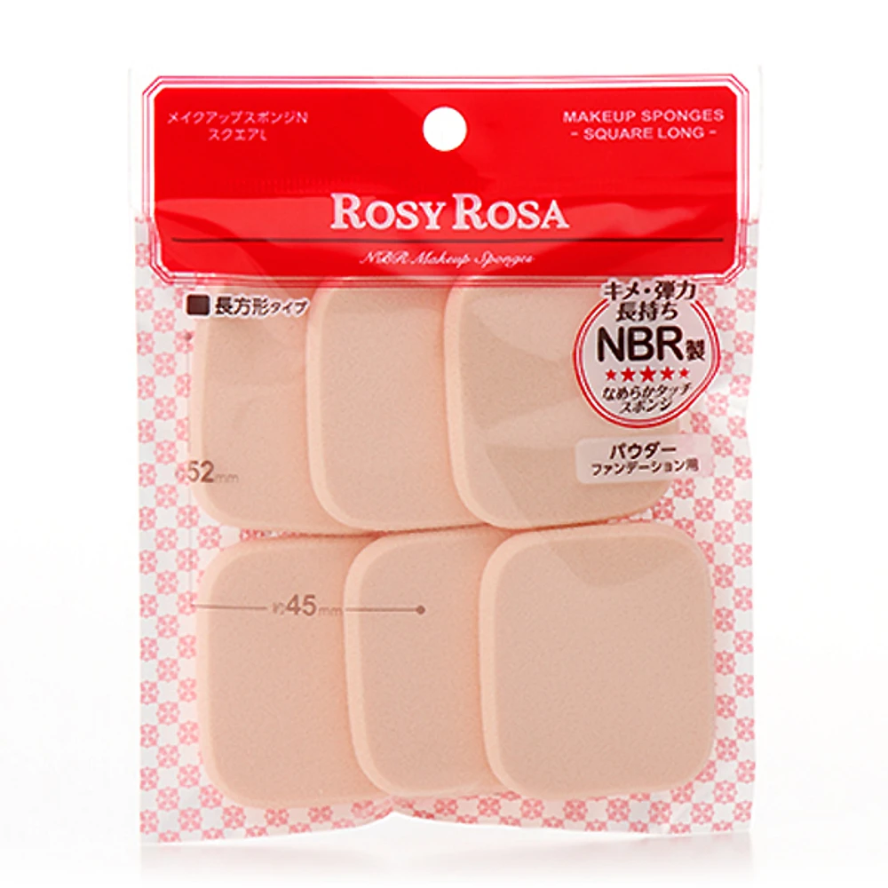 Rosy Rosa Makeup Sponge Square Long 6pcs