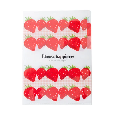 Sun-Star Choose Happiness Strawberry 3 Pocket A5 File Folder