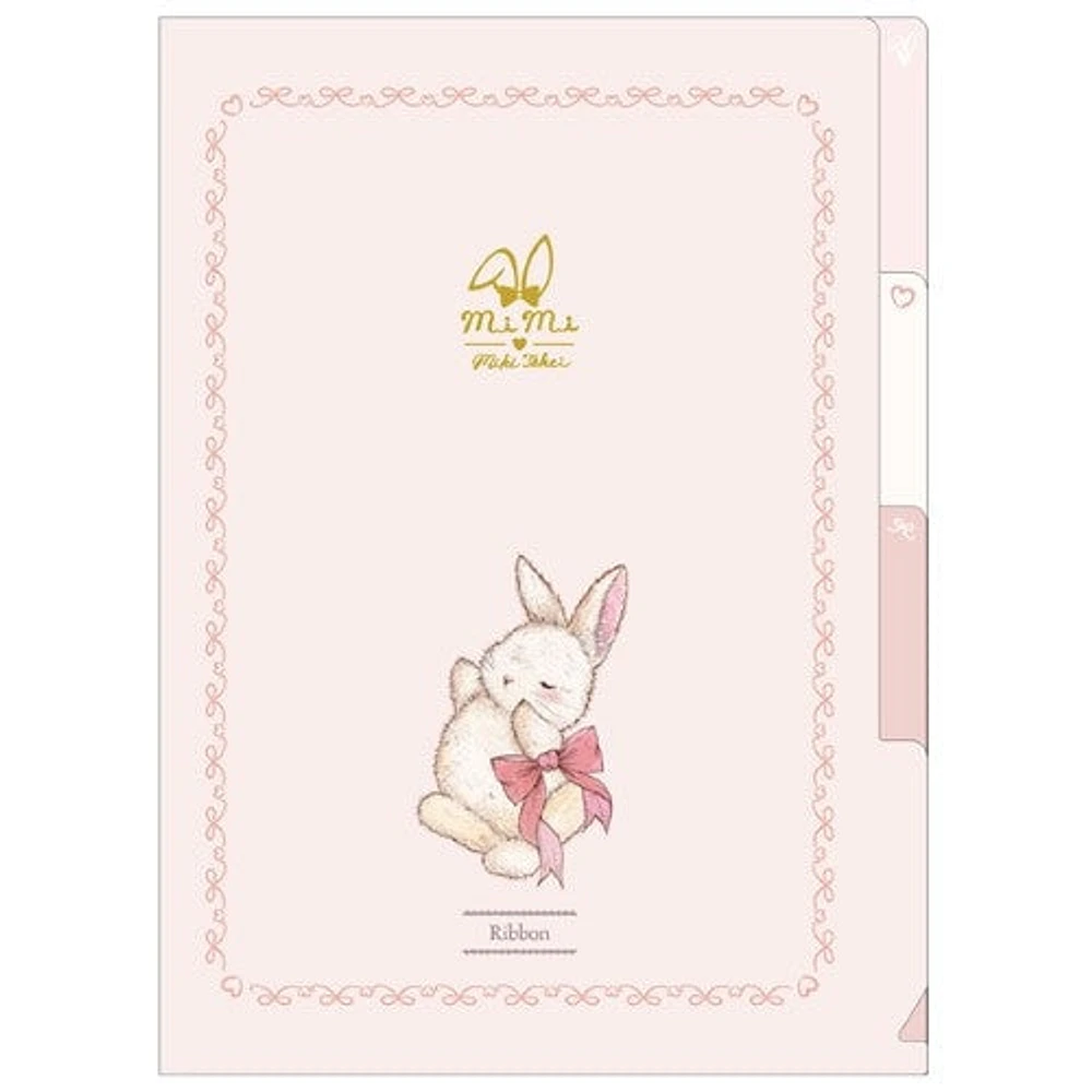 Clothes-Pin mimi A5 Bow Rabbit Miki Takei Design 3-Pocket File Folder