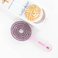 Tina Beauty May & June Circle Candy Vent Hair Brush - Boar Hair Care Pink