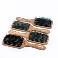 Tina Beauty Classic Wooden Paddle Hair Brush - Massage Pin Tip