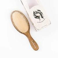 Tina Beauty Classic Wooden Wet Detangler Oval Cushion Hair Brush 