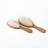 Tina Beauty Classic Wooden Wet Detangler Oval Cushion Hair Brush 