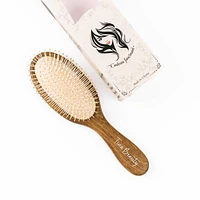 Tina Beauty Classic Wooden Wet Detangler Oval Cushion Hair Brush 