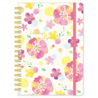 Clothes-Pin Nami Nami With Band Spiral 5mm Grid Graph Ruled Notebook - Flower