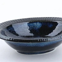 Deep Sea Tokusa Ten Grass Rim Oval Porcelain Bowl