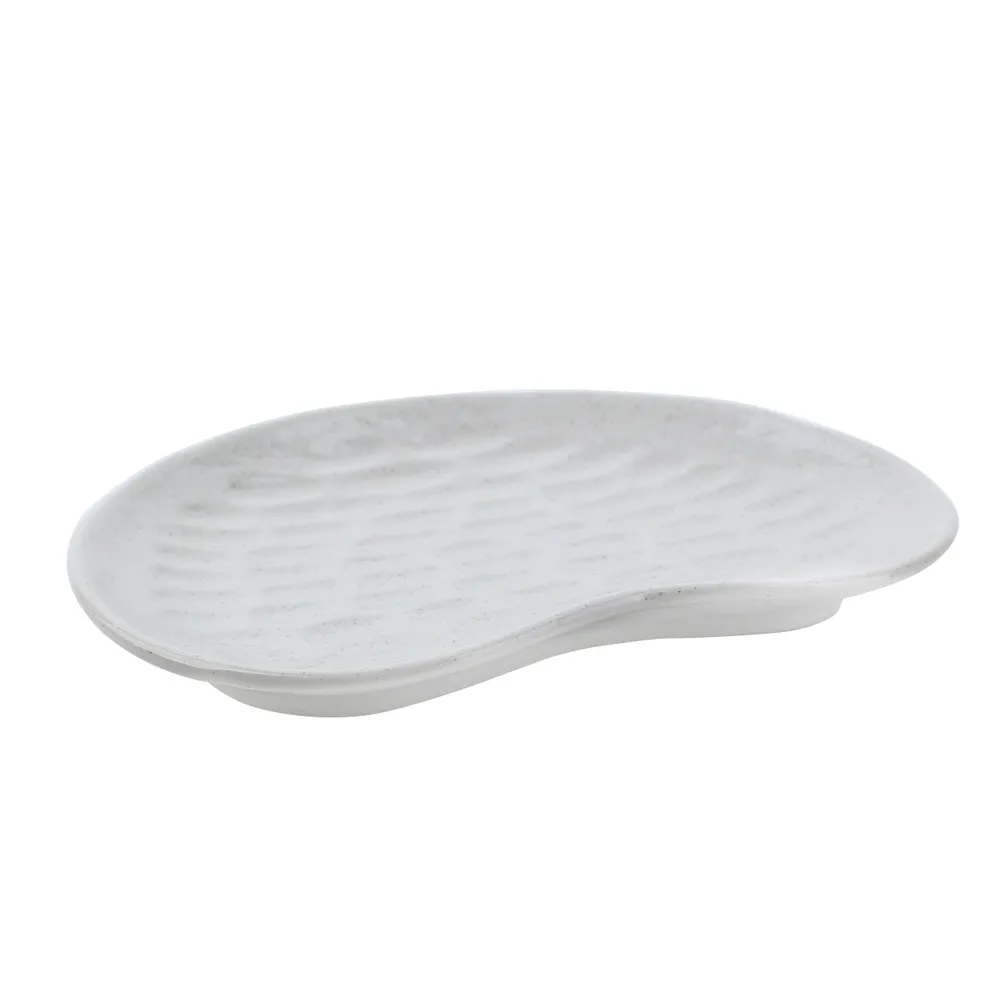 White Crystal Bean-Shaped Porcelain Plate