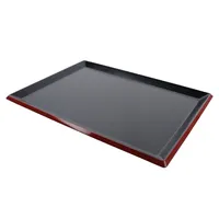 Fujinagate Wood Grain Black Edge Vermilion Side Rectangular Non-Slip Tray