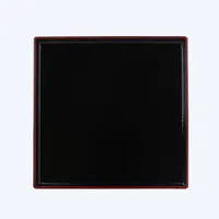 Square Wood Grain Black Bottom Vermilion Square Tray d.24cm