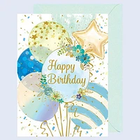 Chikyu Greetings Birthday Card Light Blue Balloon