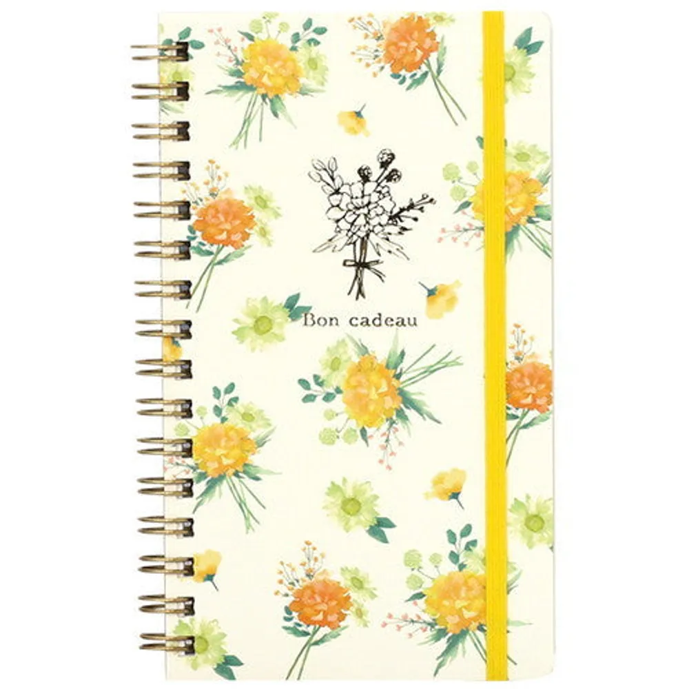 Flower With Band Slim Spiral 5mm Grid Graph Ruled Notebook 22A-BCSN01-YE