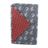 Furoshiki Shantung Double Sided Japanese Wrapping Cloth (Araiso-Rough Coast & Hemp Leaf, Dark Green & Vermillion , 100x100cm)