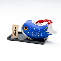 Yakushigama Ceramic Bell Koinobori Carp Streamer Blue