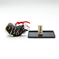 Yakushigama Ceramic Bell Koinobori Carp Streamer Black