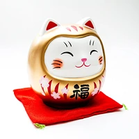 Yakushigama Large Ceramic Cat Daruma - Gilded