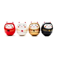 Yakushigama Ceramic Roly-Poly Cat Daruma