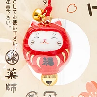 Yakushigama Ceramic Miniature Cat Daruma with Strap