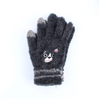 Knit Touchscreen Women One Size Hedgehog Embroidered 1 pair Gloves