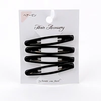 Hair Clips (Steel,Epoxy Resin/Oval/Dark Colour/6x1cm (4pcs))