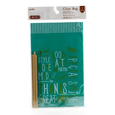 Treat Bags (w/Twist Ties*Gusset/Typography/PK*BL/19x12x5cm (5pcs))