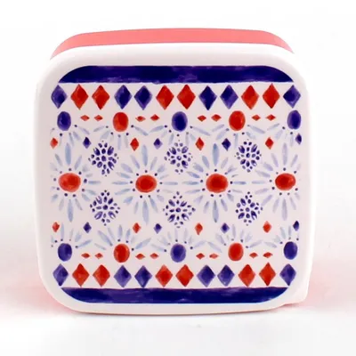 Plastic Lunch Box (Polish Flowers/Square/500mL)