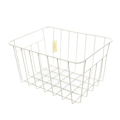 White Rectangular Steel Wire Basket - Medium (10.5x20x15cm)