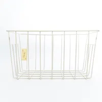 White Rectangular Steel Wire Basket - Medium (10.5x20x15cm)