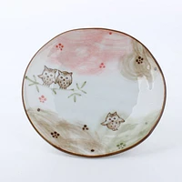 Oval Oyagokoro Lucky Owl Porcelain Plate