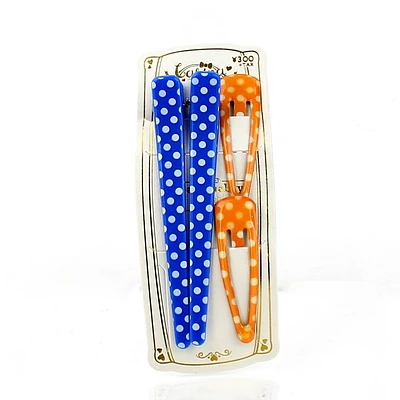 Polka Dots & Checkered Hair Clips (Blue & Orange