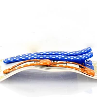 Polka Dots & Checkered Hair Clips (Blue & Orange