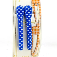 Polka Dots & Checkered Hair Clips (Blue & Orange, 4pcs)