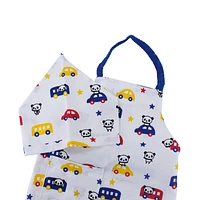 Kids Apron & Bandana Set S Size - White Panda & Car