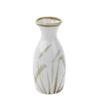 Milky White Pampas Grass Porcelain Tokkuri Sake Bottle 180mL