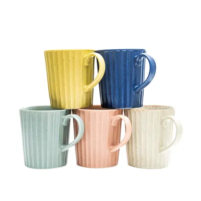 Japanese Sujibori Grownup Pinstripe Texture Color Mug - Light Grey